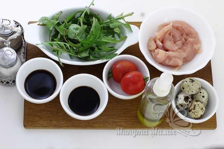 Ингредиенты салата из одуванчиков