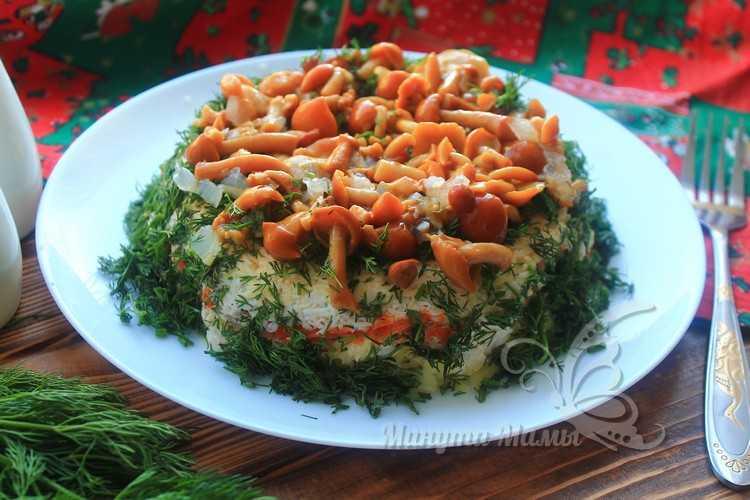 Рецепт с пошаговыми фото салата «Лесная поляна» с опятами