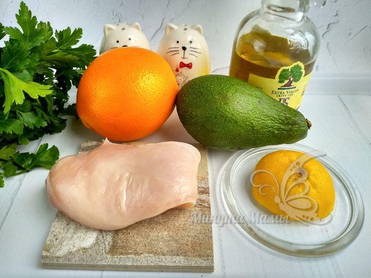 Ингредиенты для салата с авокадо