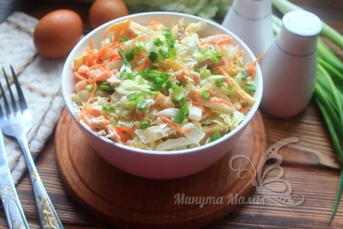 Салат «Анастасия» с пекинской капустой и корейской морковкой - рецепт с ...